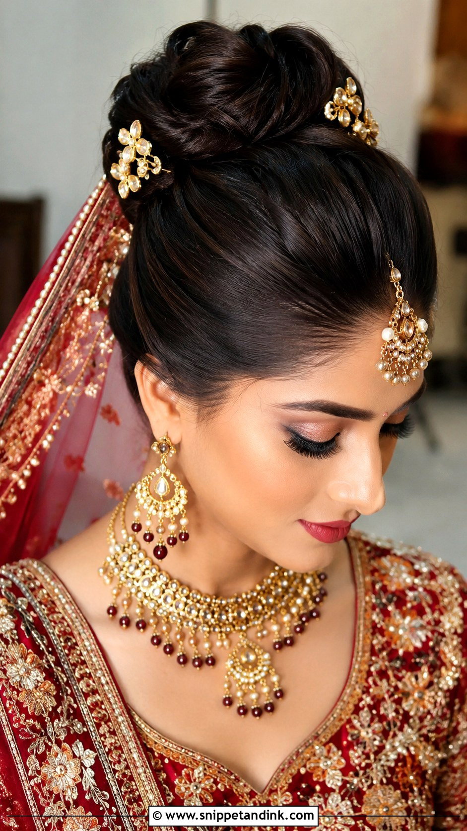 Punjabi Bridal High Bun - Snippet and Ink - 15 Punjabi Bridal Hairstyles