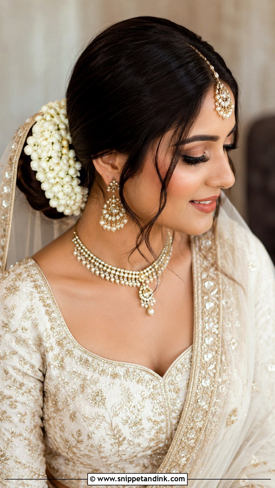 Punjabi Bridal Low Bun With Gajra - Snippet and Ink - 15 Punjabi Bridal Hairstyles