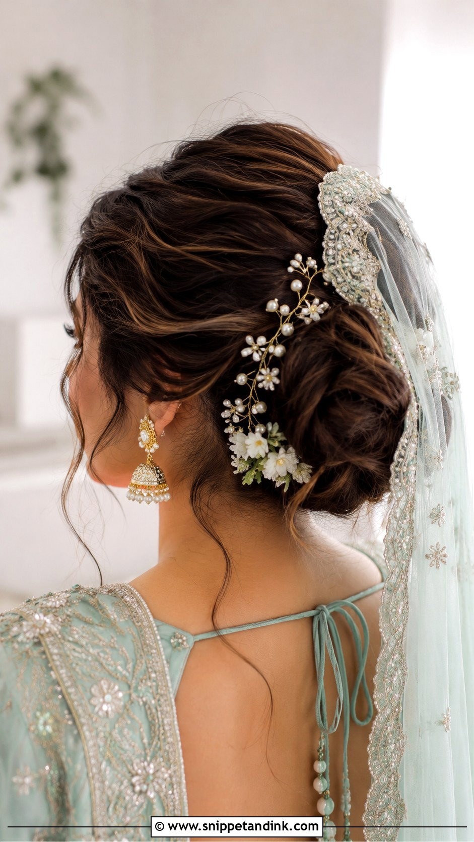 Punjabi Bridal Messy Bun - Snippet and Ink - 15 Punjabi Bridal Hairstyles