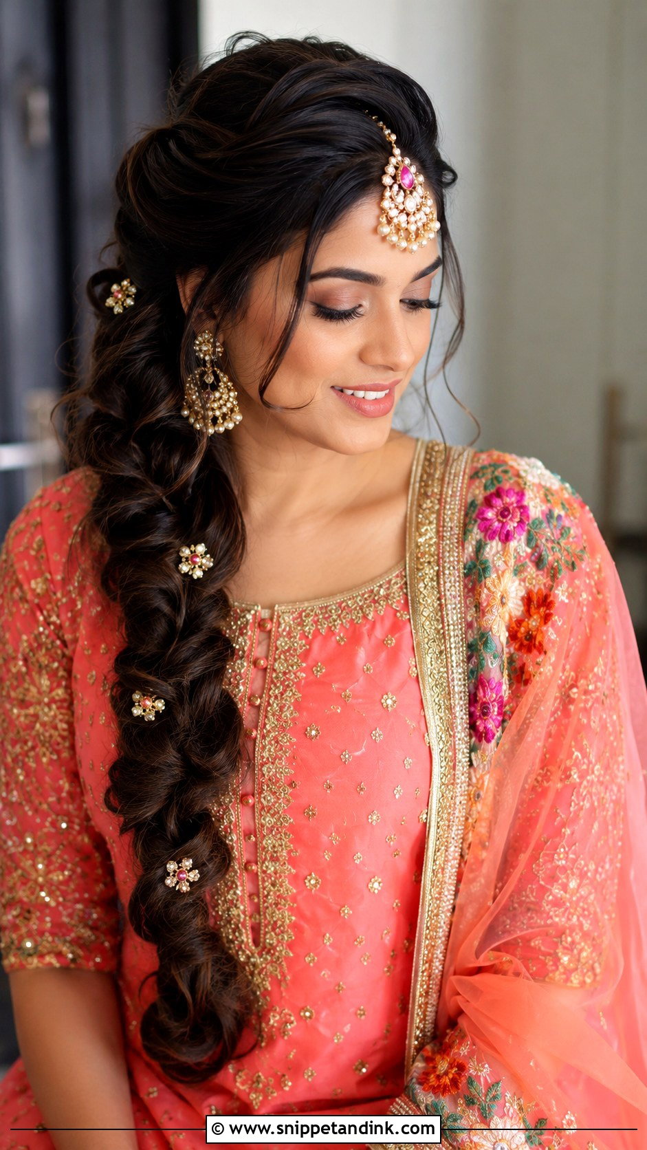 Punjabi Bridal Side Braid - Snippet and Ink - 15 Punjabi Bridal Hairstyles