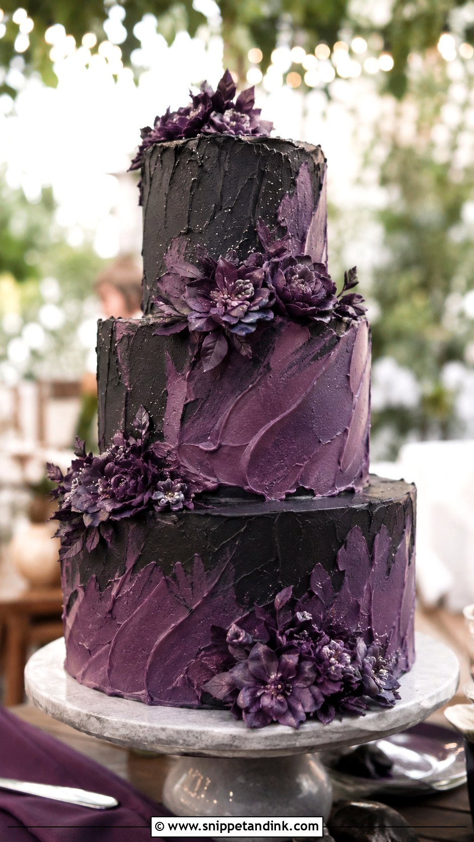 Purple And Black Buttercream Wedding Cake - Snippet and Ink - 20 Purple and Black Wedding Cake Ideas