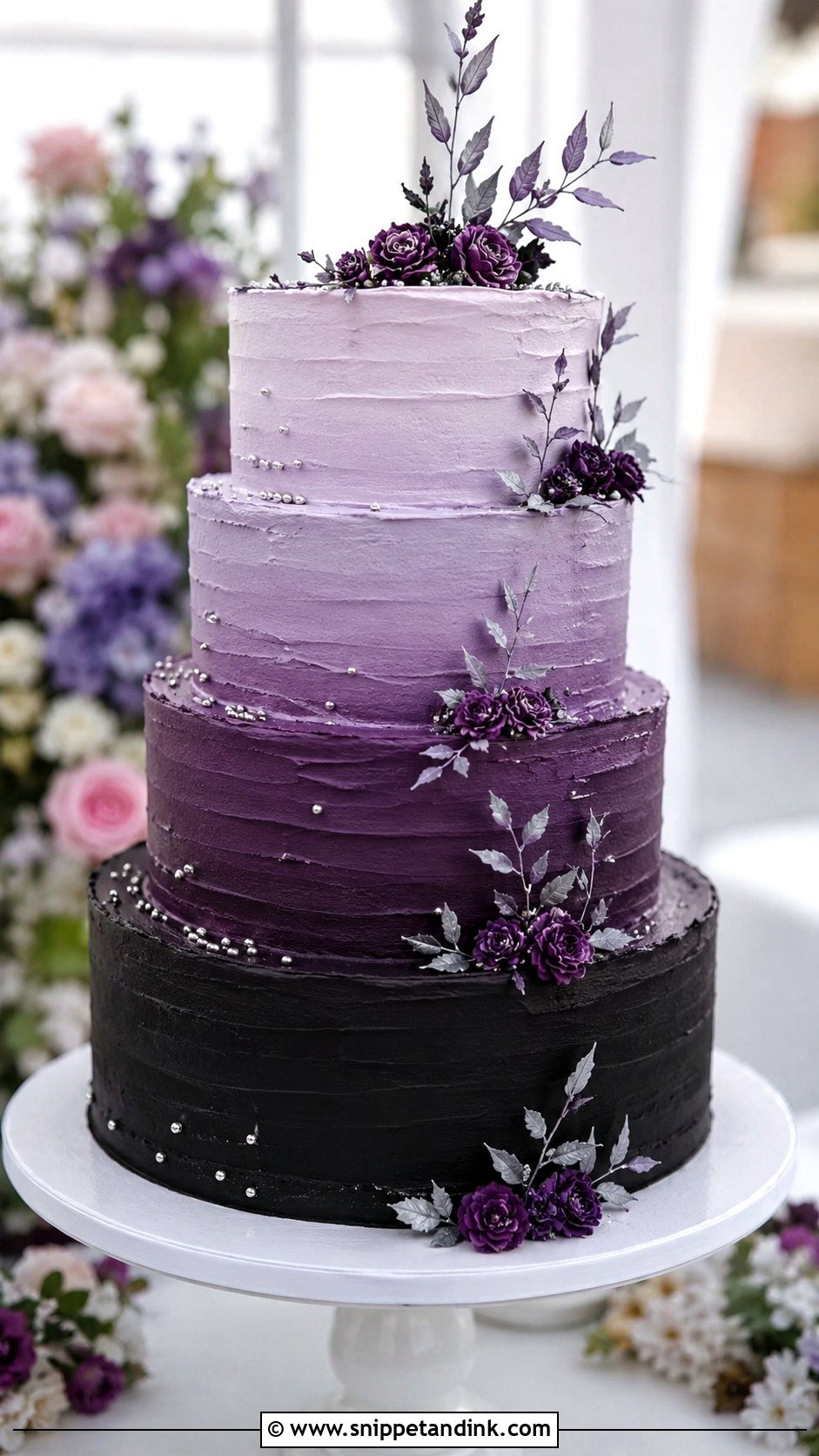 Purple And Black Ombre Wedding Cake - Snippet and Ink - 20 Purple and Black Wedding Cake Ideas