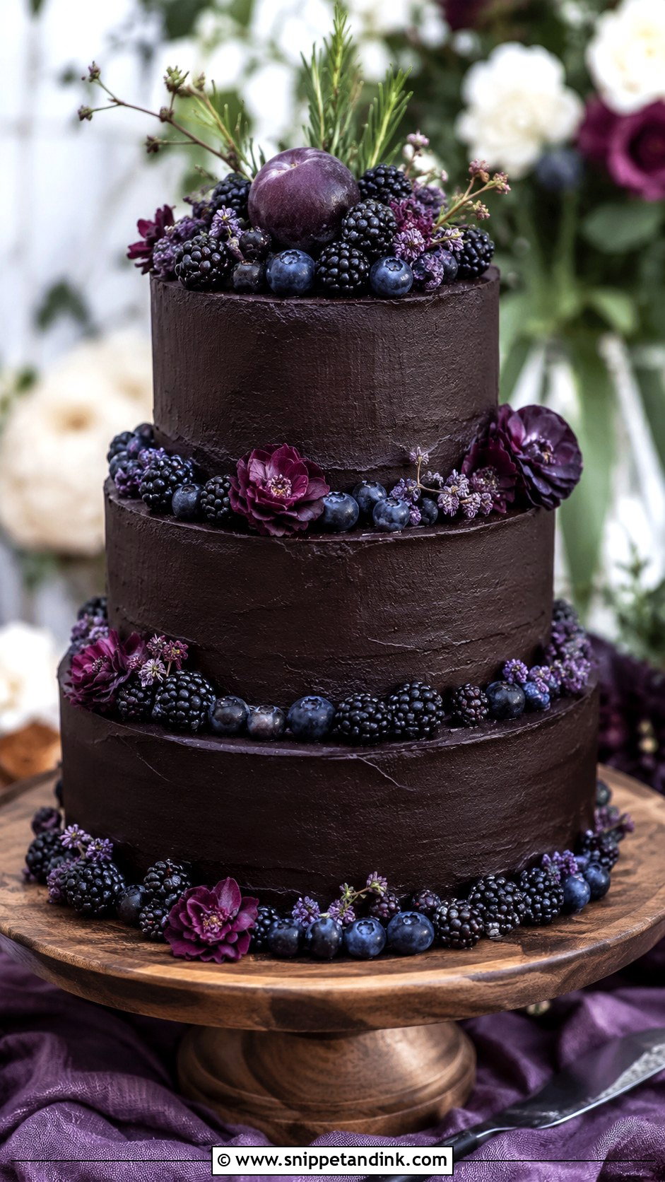 Purple And Black Wedding Cake With Berries - Snippet and Ink - 20 Purple and Black Wedding Cake Ideas