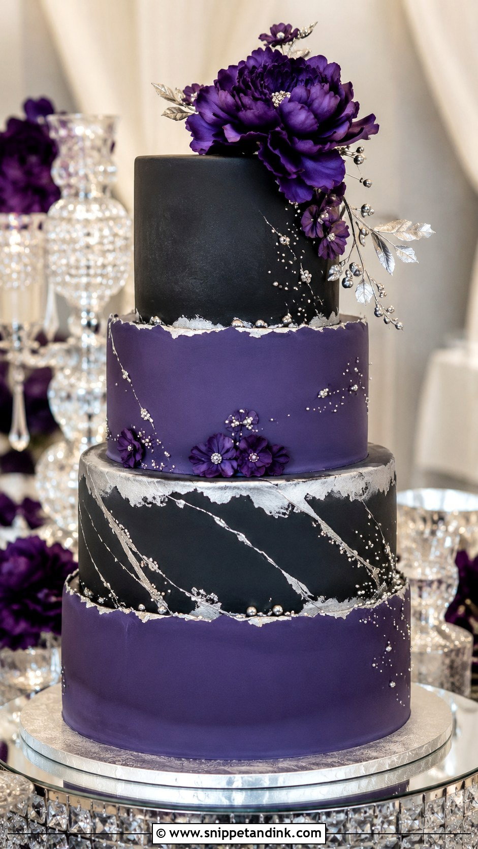 Purple And Black Wedding Cake With Silver - Snippet and Ink - 20 Purple and Black Wedding Cake Ideas