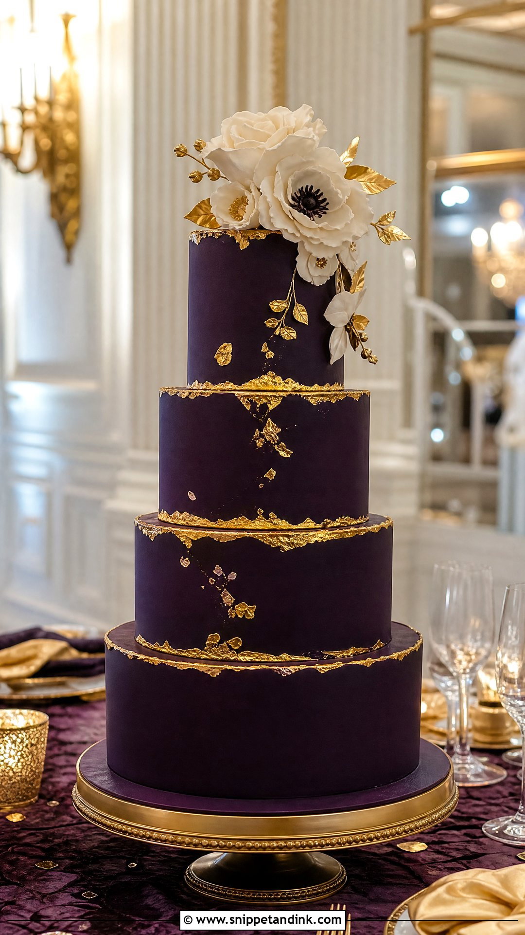 Purple And Gold Wedding Cake - Snippet and Ink - 20 Purple Wedding Cakes