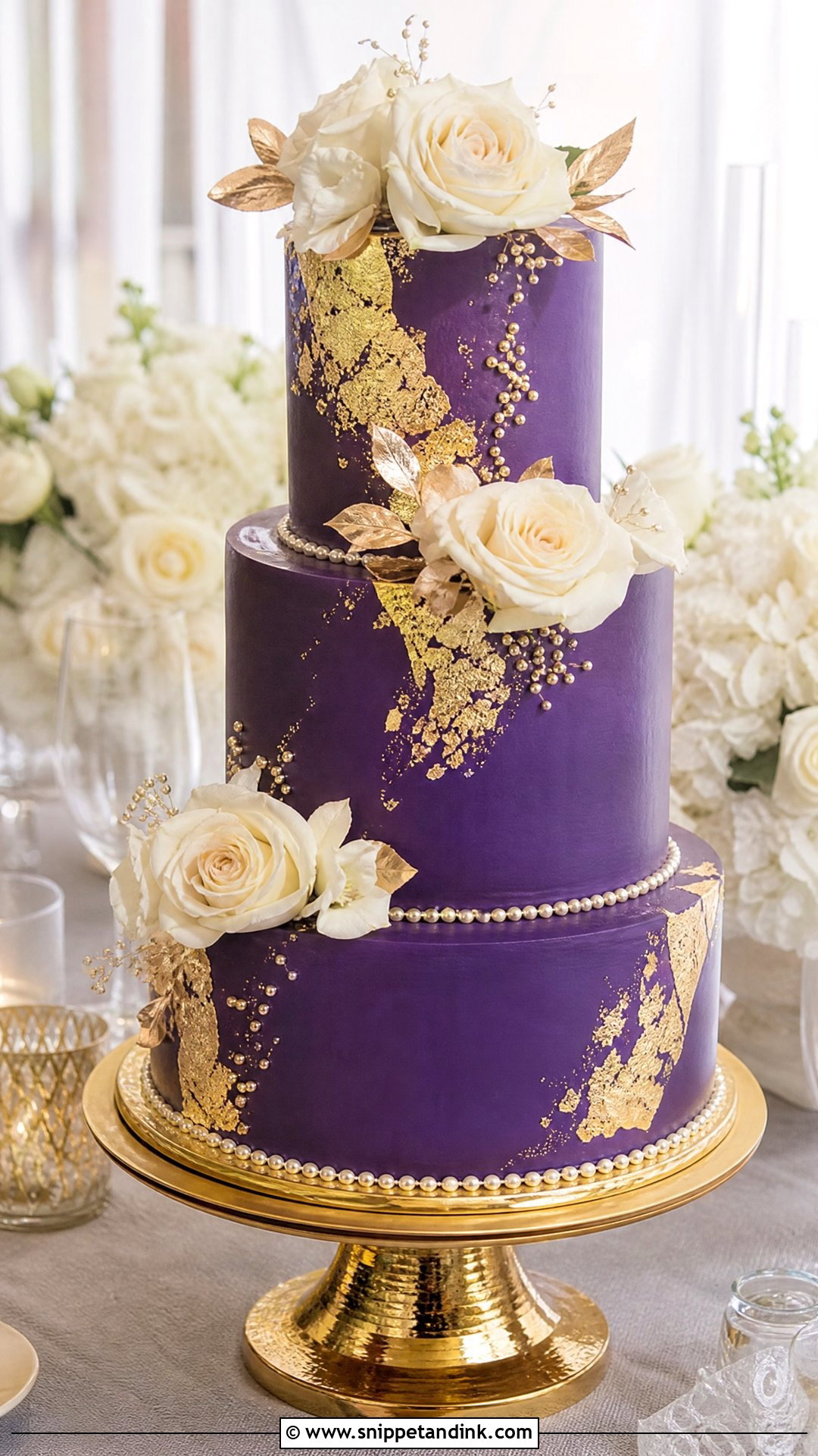 Purple And Gold Wedding Cake - Snippet and Ink - 25 Purple Cake Aesthetic Ideas for Wedding