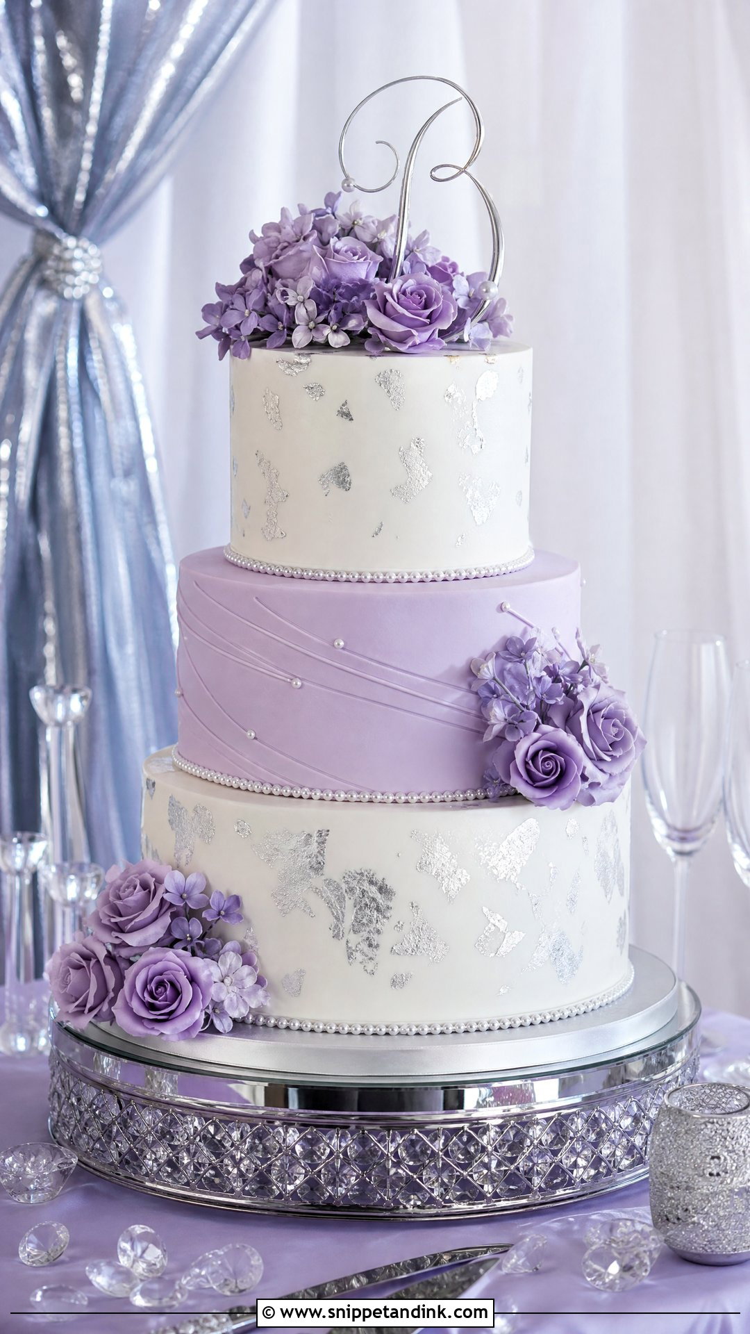 Purple And Silver Wedding Cake - Snippet and Ink - 20 Purple Wedding Cake Ideas