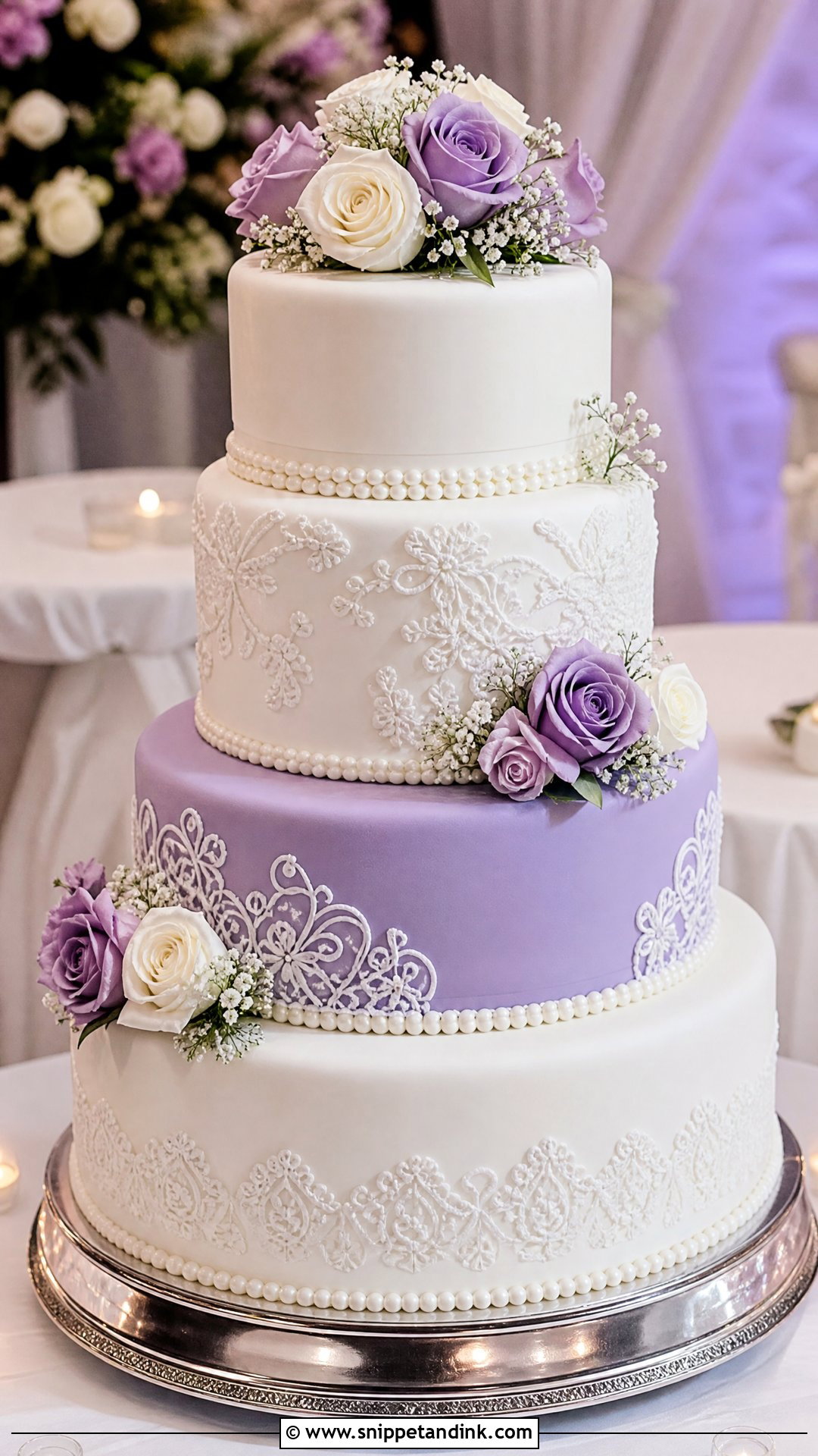 Purple And White Wedding Cake - Snippet and Ink - 20 Purple Wedding Cake Ideas