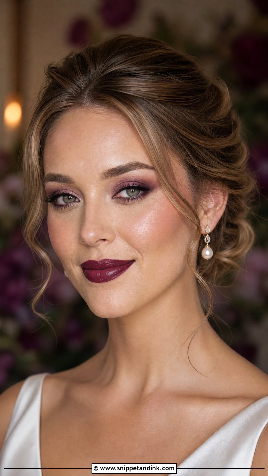 Purple Bridal Makeup With Berry Lip - Snippet and Ink - 20 Purple Wedding Makeup the Bride Ideas