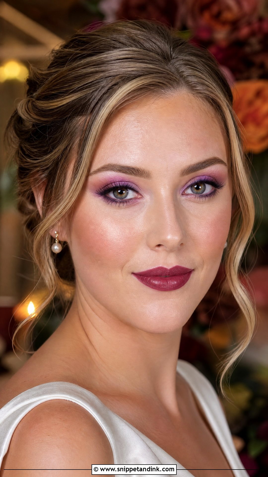 Purple Bridal Makeup With Berry Lips - Snippet and Ink - 20 Purple Bridal Makeup Ideas