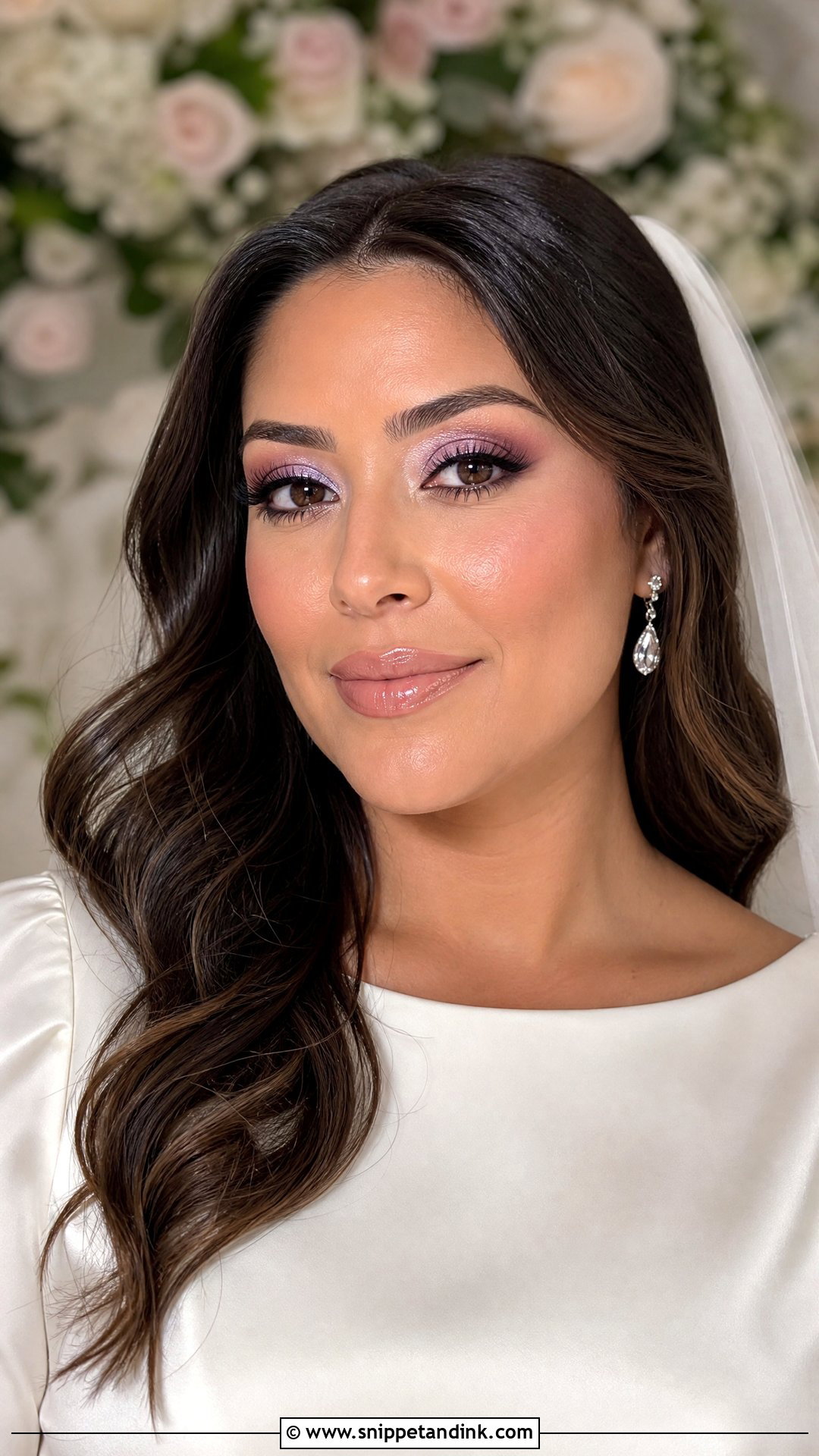 Purple Bridal Makeup With Glossy Lips - Snippet and Ink - 20 Purple Bridal Makeup Ideas