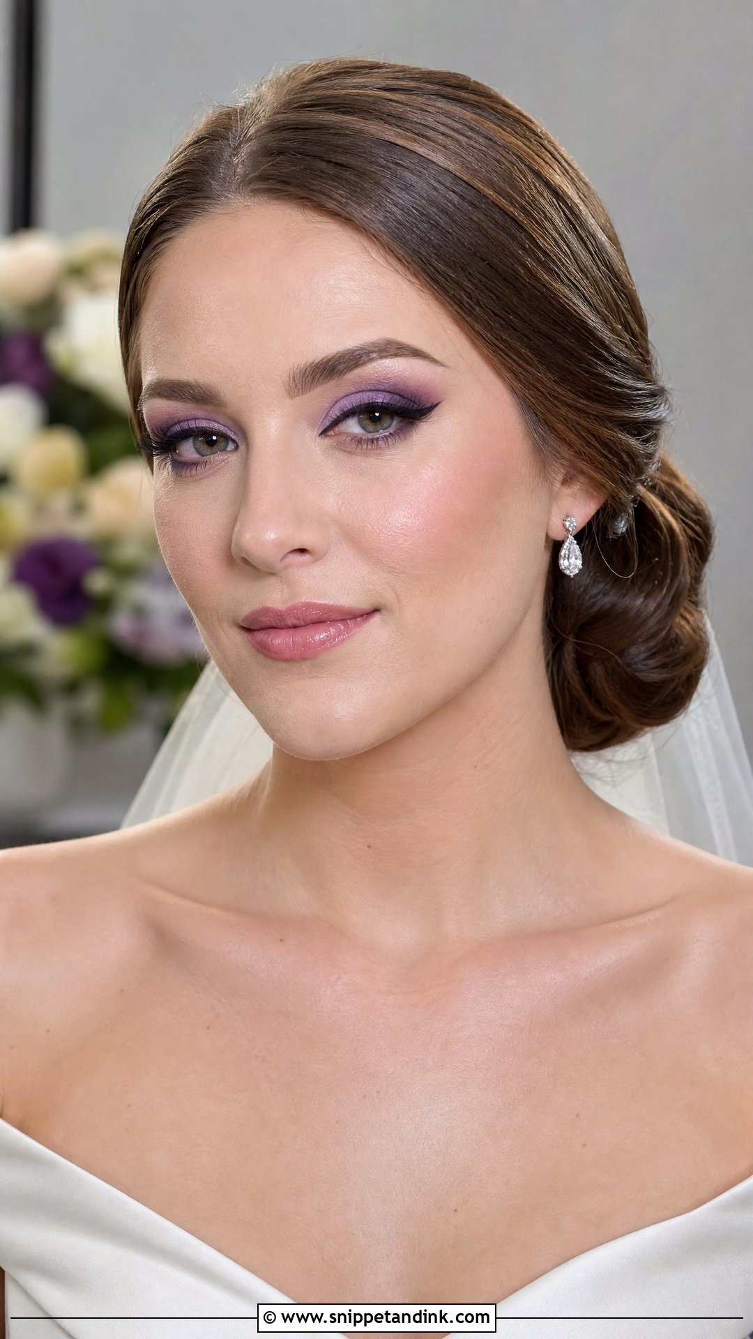 Purple Bridal Makeup With Winged Liner - Snippet and Ink - 20 Purple Bridal Makeup Ideas