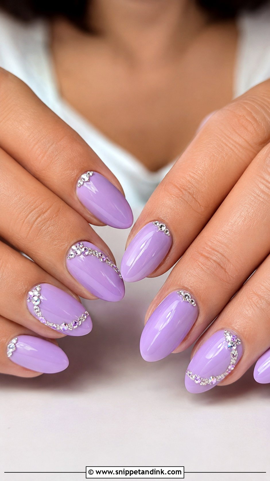 Purple Bridal Nails With Rhinestones - Snippet and Ink - 20 Purple Bridal Nails