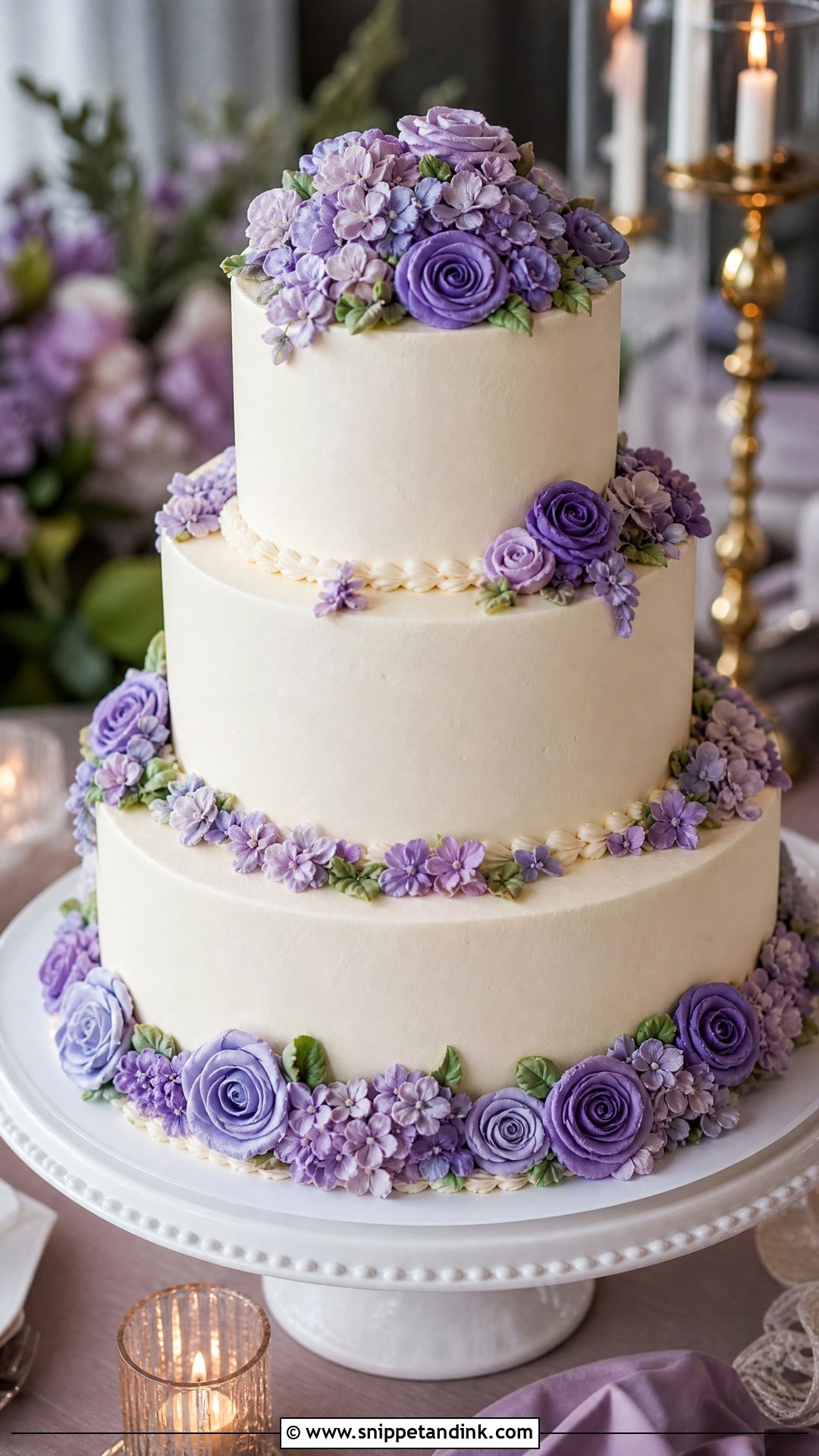 Purple Buttercream Flower Wedding Cake - Snippet and Ink - 25 Purple Flower Cake Ideas for Wedding