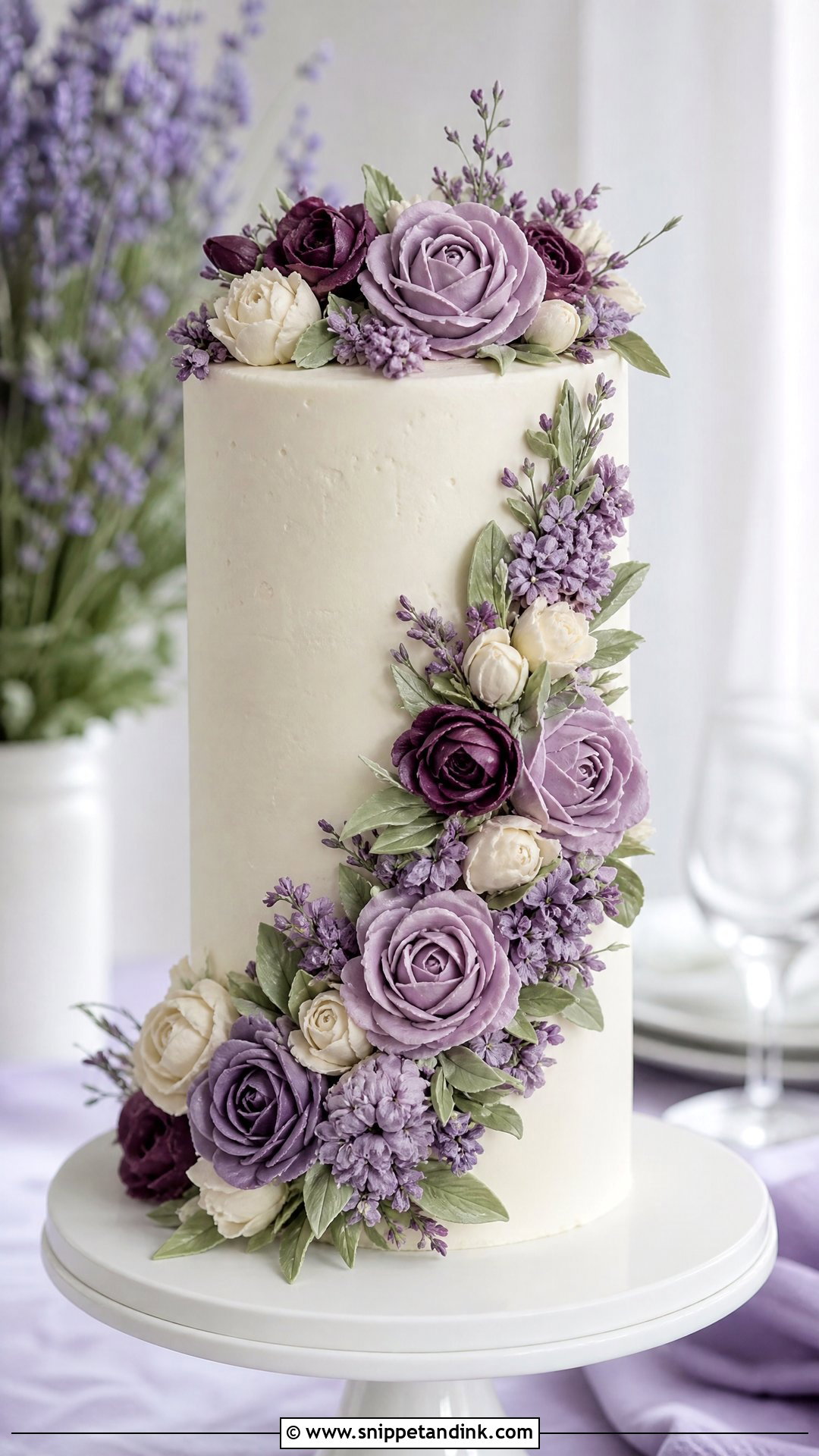 Purple Buttercream Flower Wedding Cake - Snippet and Ink - 25 Buttercream Flower Cake Ideas for Wedding