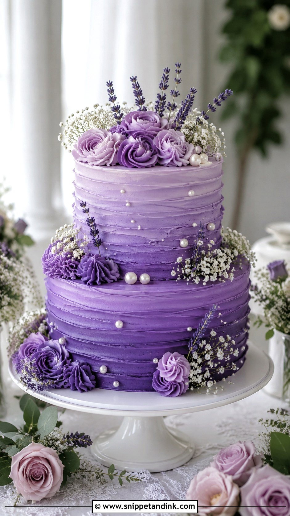 Purple Buttercream Two Tier Wedding Cake - Snippet and Ink - 20 Purple Two Tier Cake Ideas for Wedding