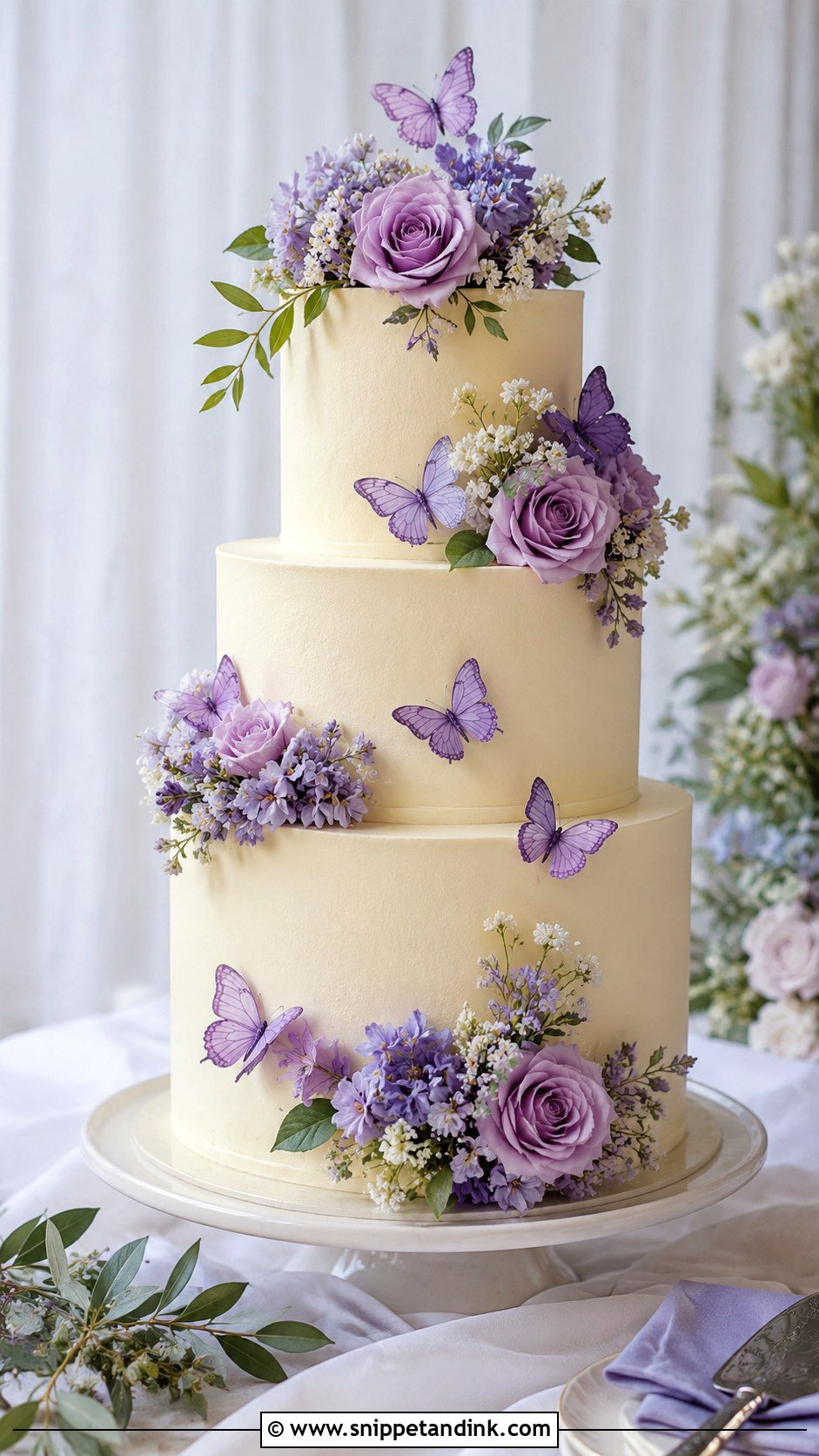 Purple Butterfly Cake With Flowers - Snippet and Ink - 20 Purple Butterfly Cake Ideas for Wedding