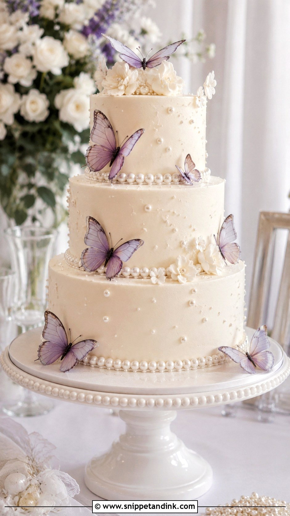 Purple Butterfly Cake With Lace - Snippet and Ink - 20 Purple Butterfly Cake Ideas for Wedding