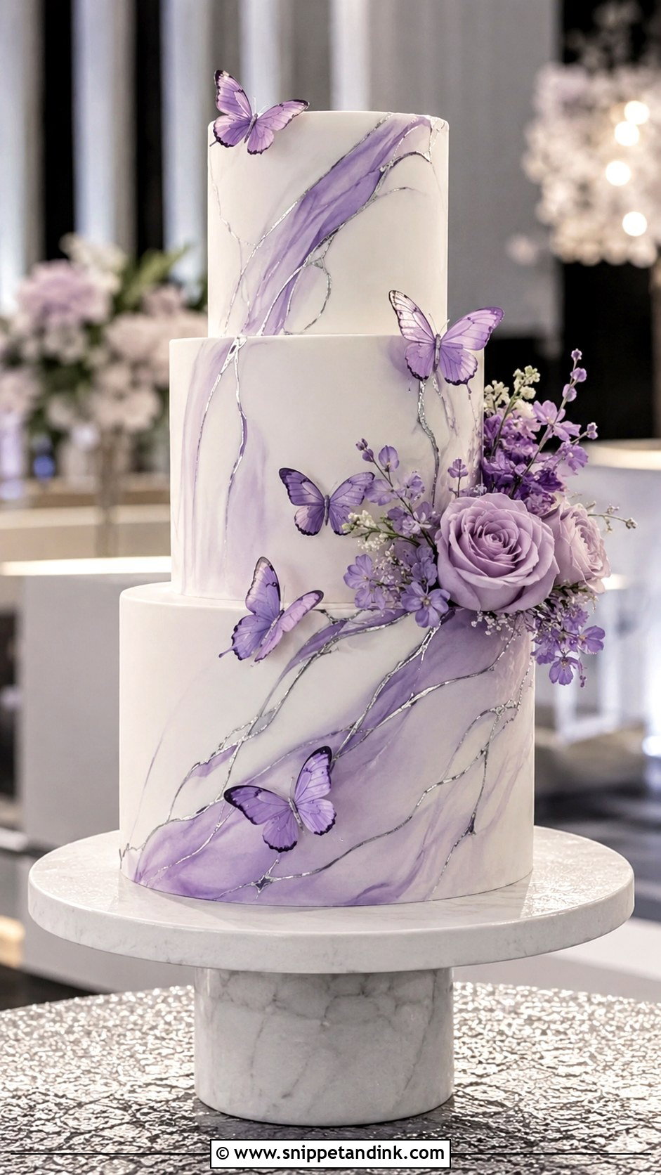 Purple Butterfly Cake With Marble - Snippet and Ink - 20 Purple Butterfly Cake Ideas for Wedding