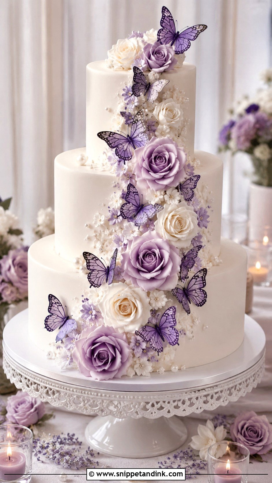 Purple Butterfly Cake With Roses - Snippet and Ink - 20 Purple Butterfly Cake Ideas for Wedding