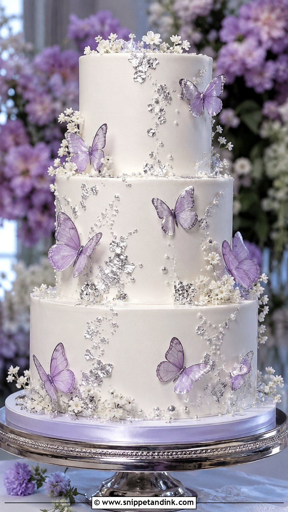Purple Butterfly Cake With Silver - Snippet and Ink - 20 Purple Butterfly Cake Ideas for Wedding