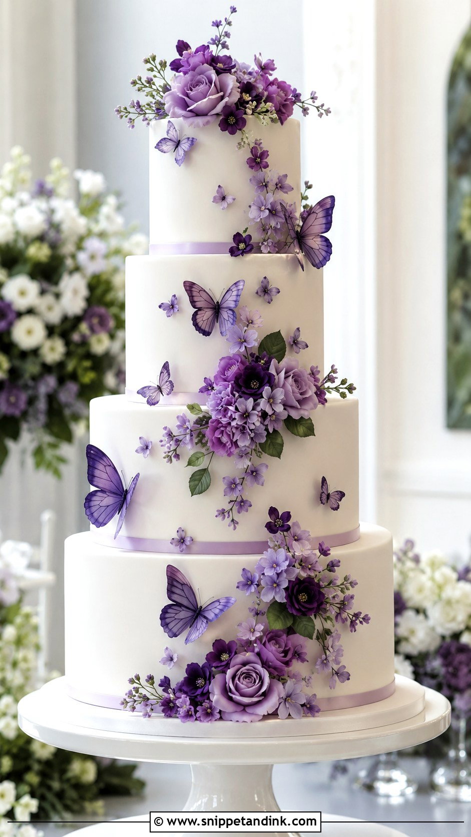 Purple Butterfly Cake With Sugar Flowers - Snippet and Ink - 20 Purple Butterfly Cake Ideas for Wedding