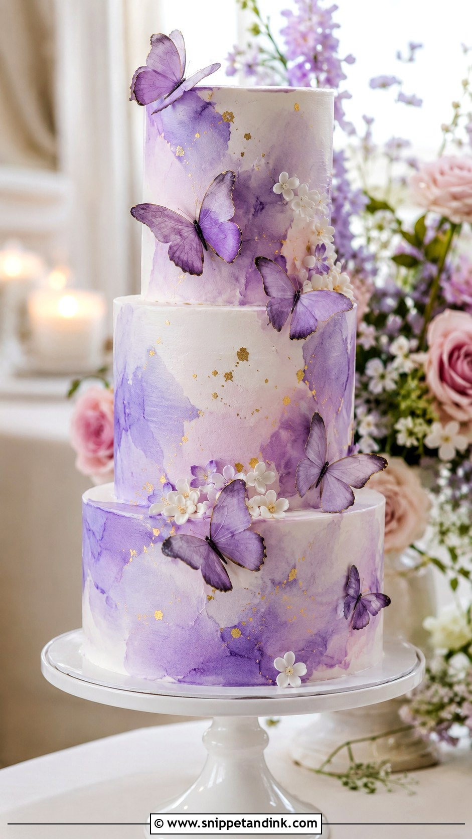 Purple Butterfly Cake With Watercolor - Snippet and Ink - 20 Purple Butterfly Cake Ideas for Wedding