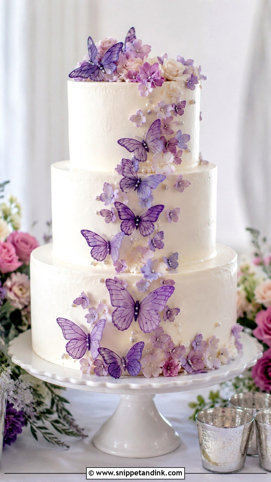 Purple Butterfly Wedding Cake - Snippet and Ink - 20 Purple Butterfly Cake Ideas for Wedding