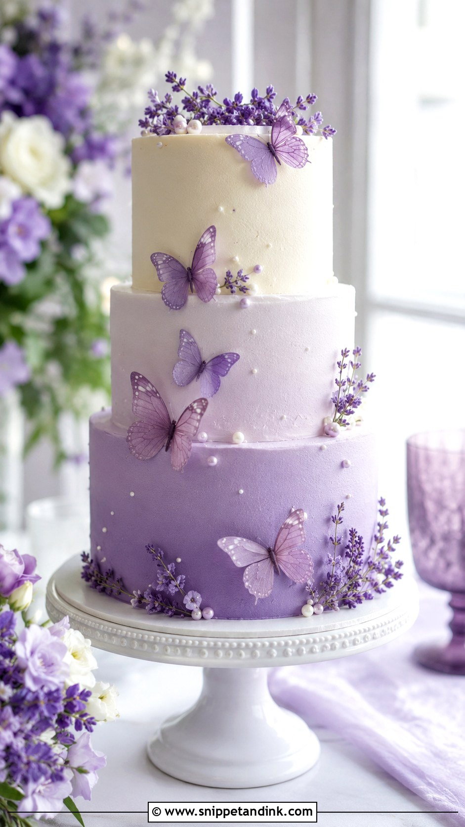 Purple Butterfly Wedding Cake - Snippet and Ink - 20 Cake Ideas with Butterfly Decorations for Wedding