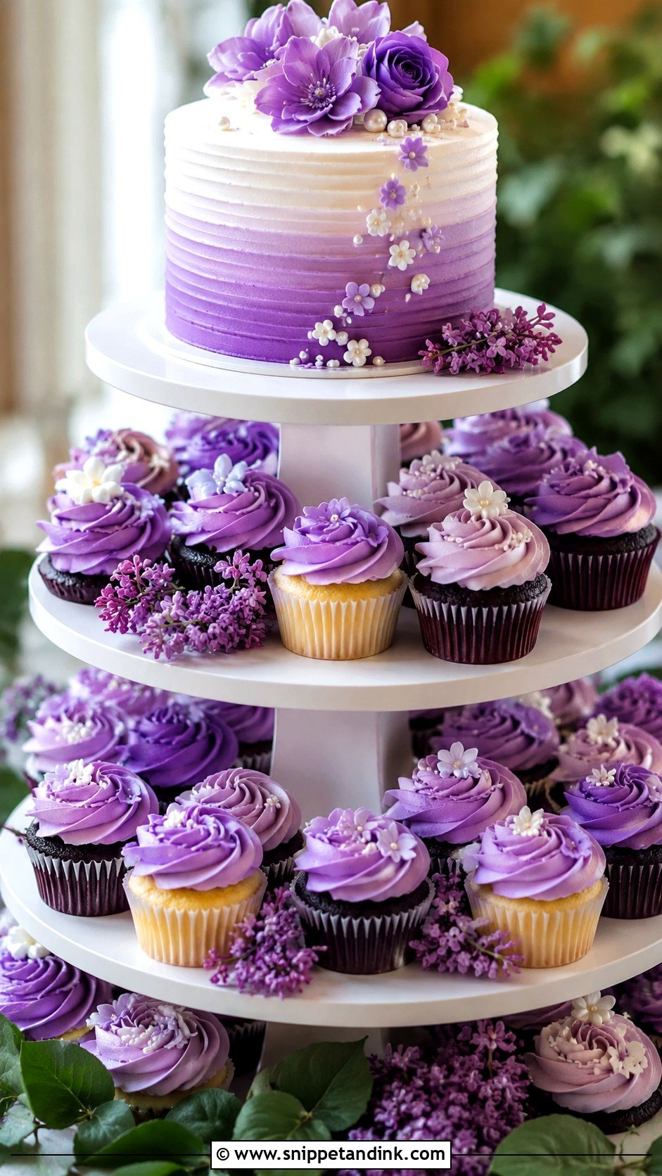 Purple Cupcake Wedding Cake - Snippet and Ink - 20 Cupcake Wedding Cake Ideas