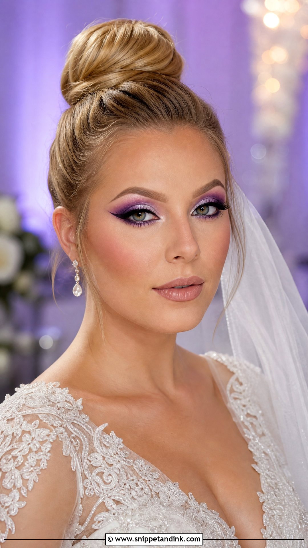 Purple Cut Crease Bridal Makeup - Snippet and Ink - 20 Purple Wedding Makeup the Bride Ideas