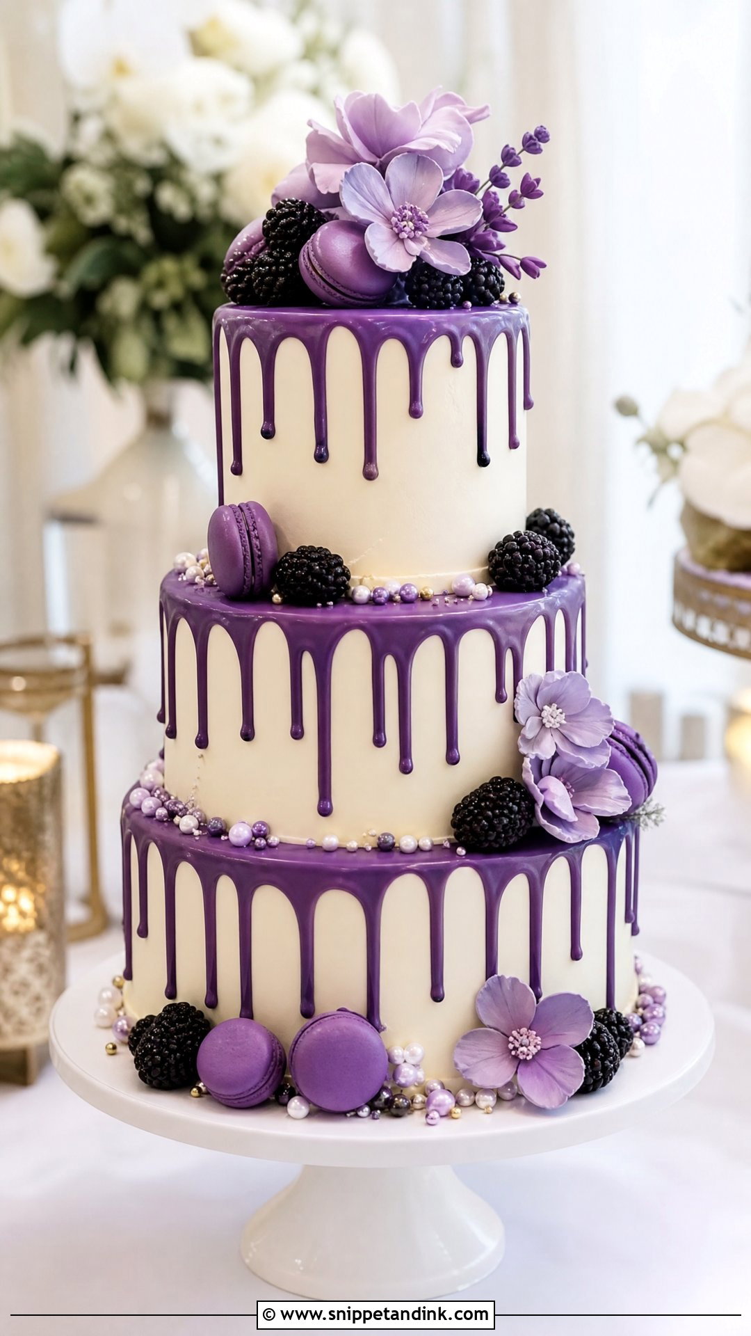 Purple Drip Wedding Cake - Snippet and Ink - 20 Purple Wedding Cakes
