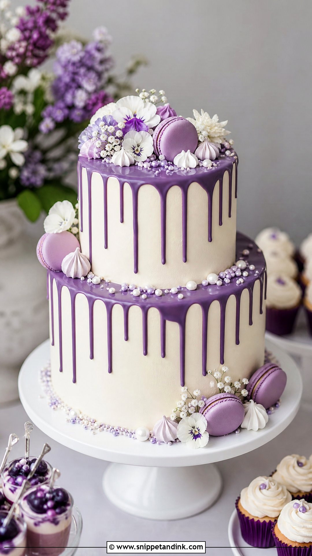 Purple Drip Wedding Cake - Snippet and Ink - 25 Purple Cake Aesthetic Ideas for Wedding