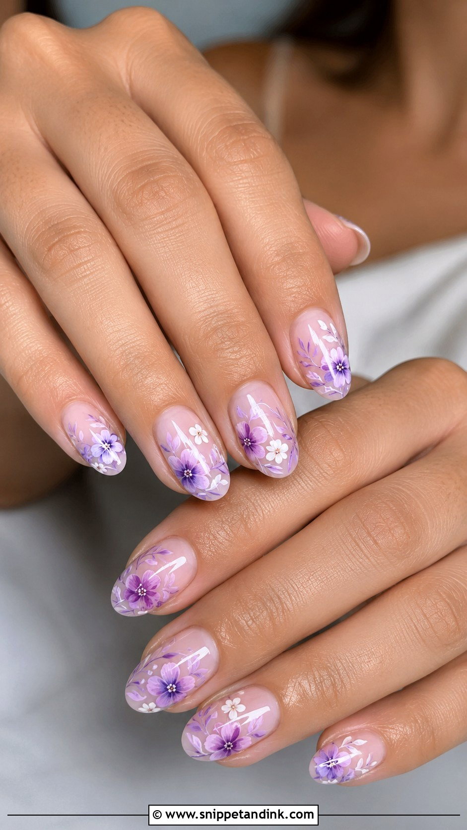 Purple Floral Bridal Nails - Snippet and Ink - 20 Purple Bridal Nails