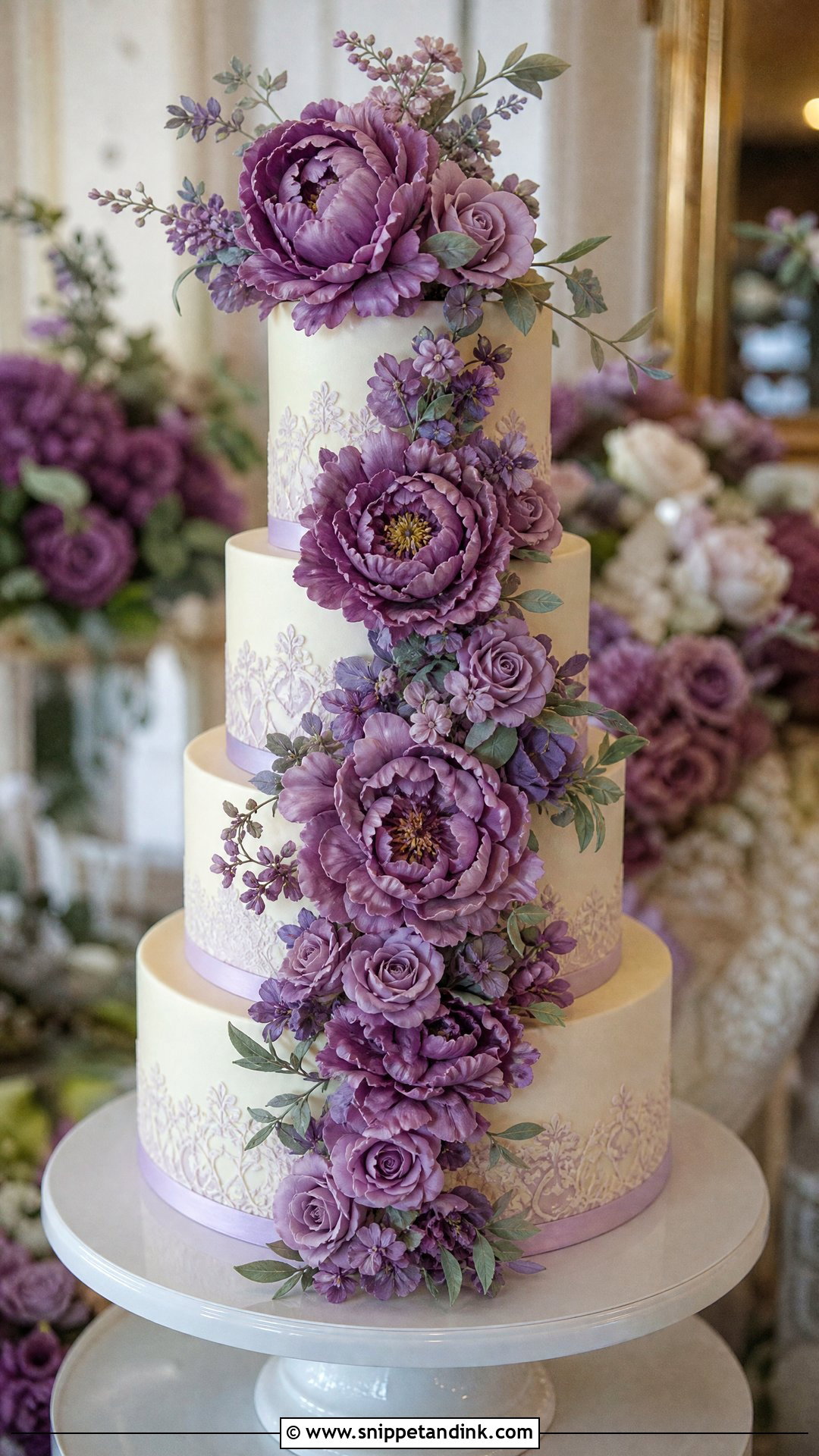 Purple Floral Wedding Cake - Snippet and Ink - 25 Purple Cake Aesthetic Ideas for Wedding