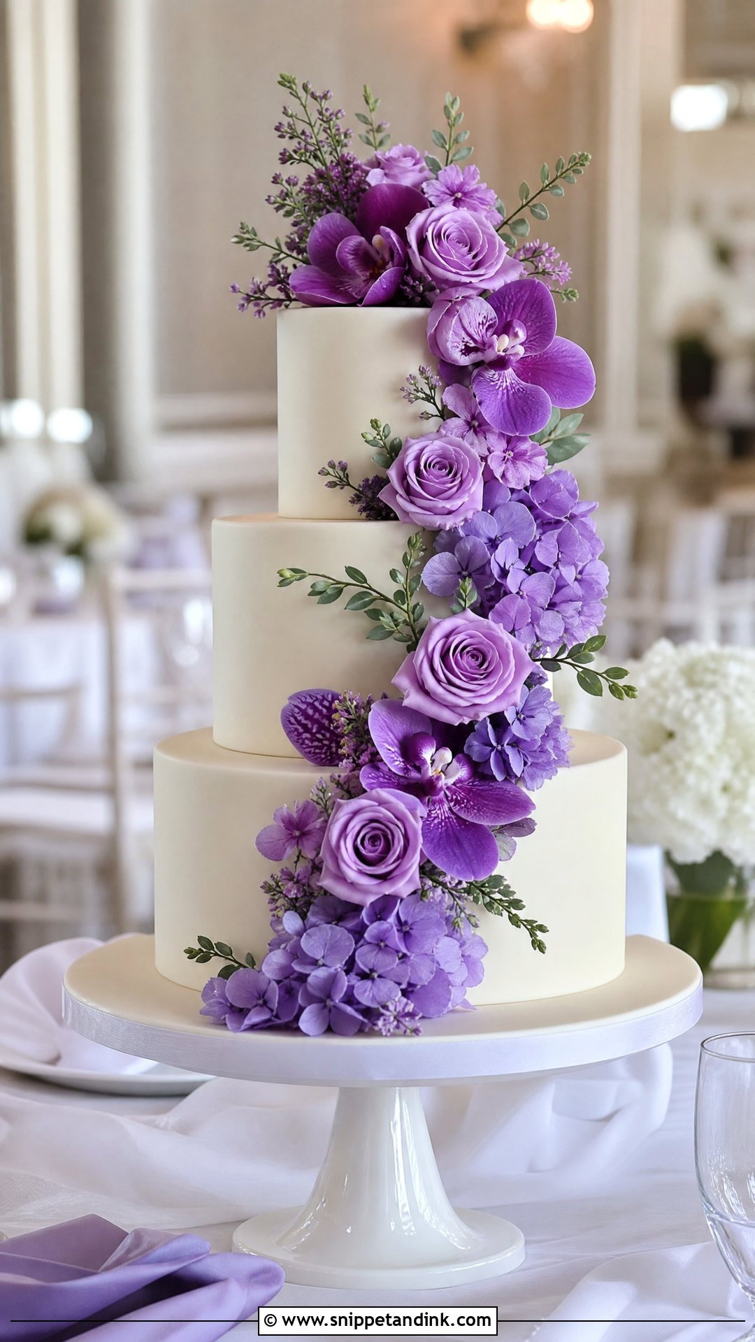 Purple Floral Wedding Cake - Snippet and Ink - 20 Purple Wedding Cakes