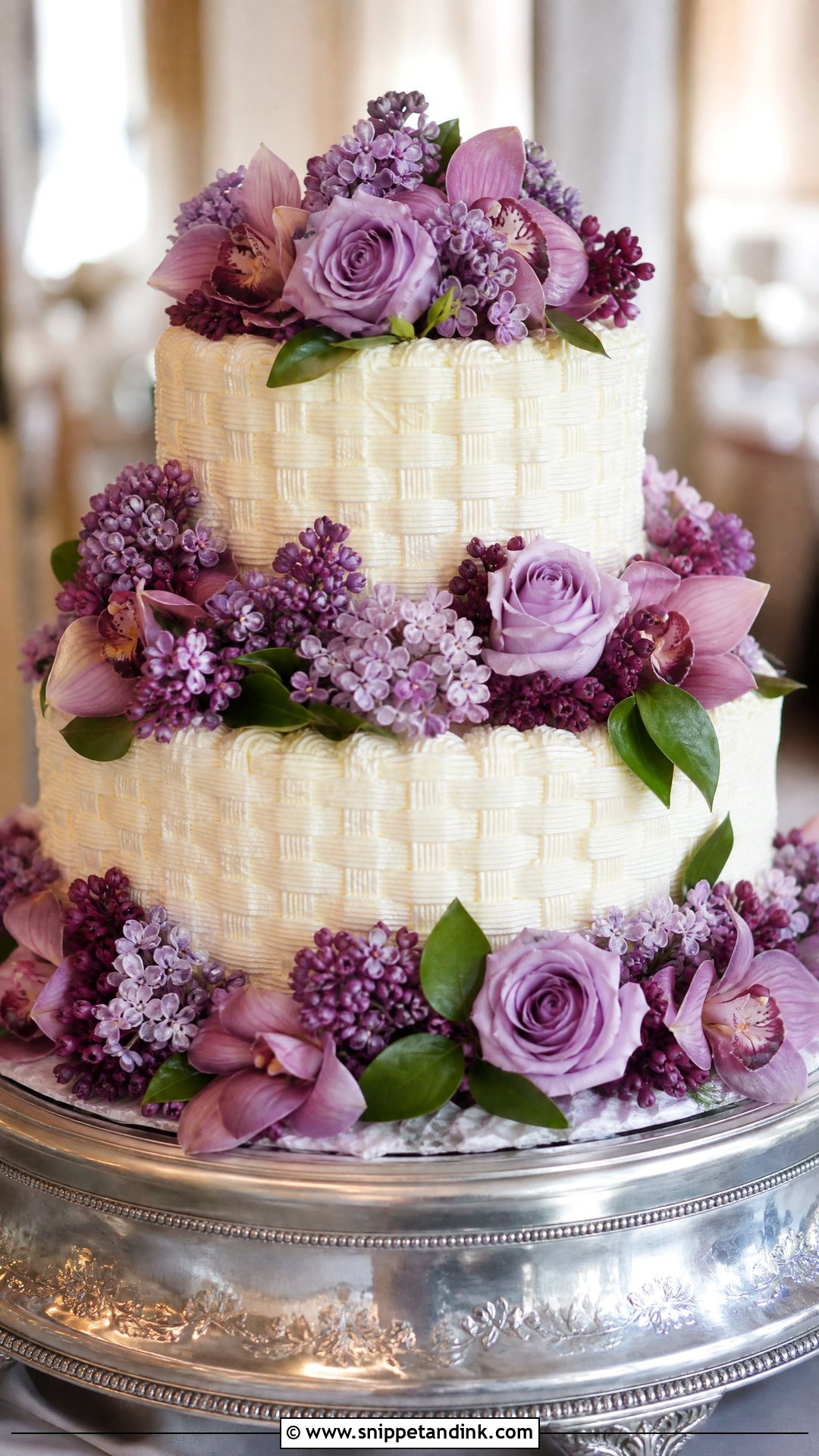Purple Flower Basket Wedding Cake - Snippet and Ink - 25 Flower Basket Cake Ideas for Wedding