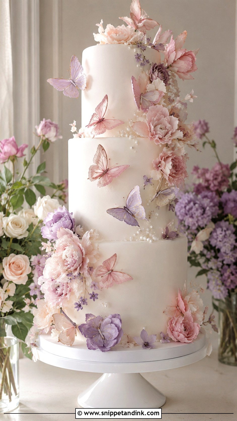 Purple Flower Butterfly Wedding Cake - Snippet and Ink - 20 Flower Butterfly Cake Ideas for Wedding