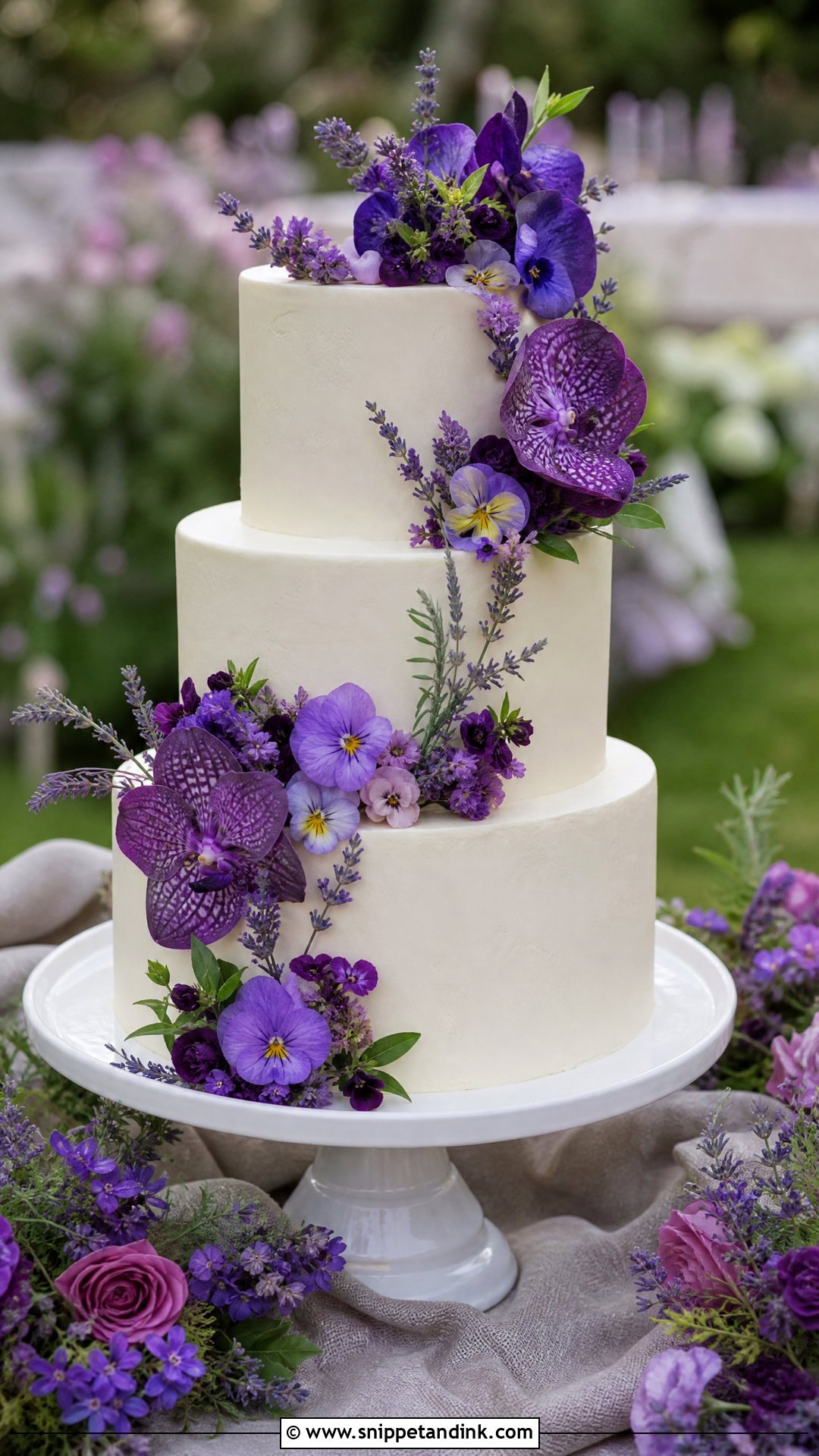 Purple Flower Wedding Cake - Snippet and Ink - 35 Cakes with Flowers for Wedding