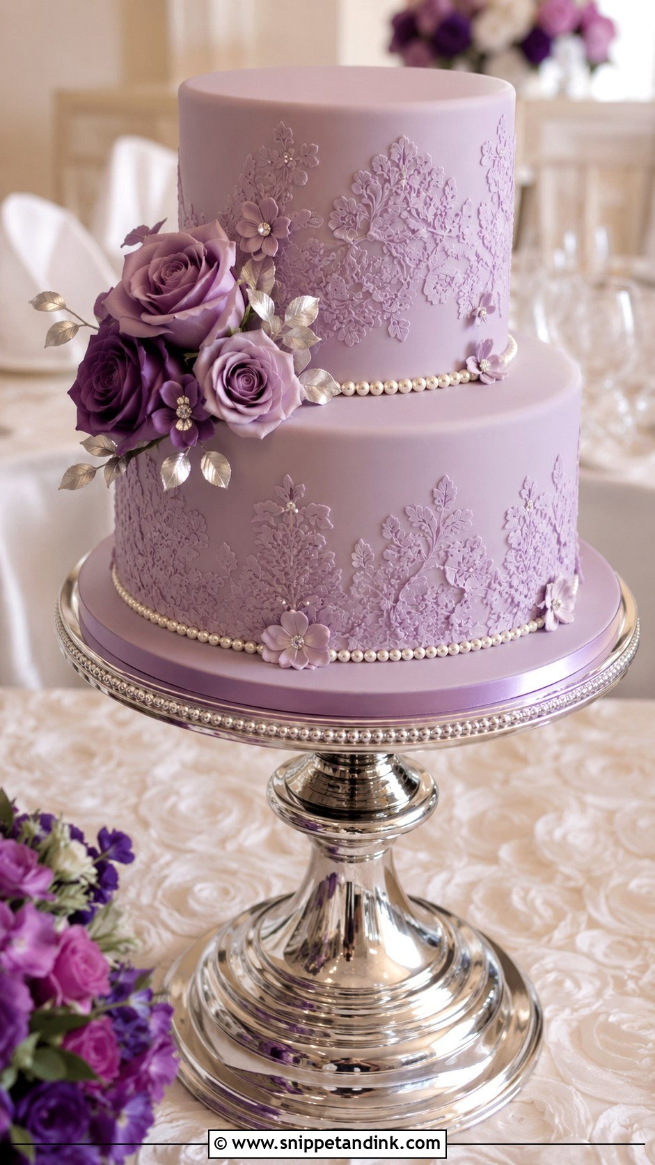 Purple Fondant Two Tier Wedding Cake - Snippet and Ink - 20 Purple Two Tier Cake Ideas for Wedding