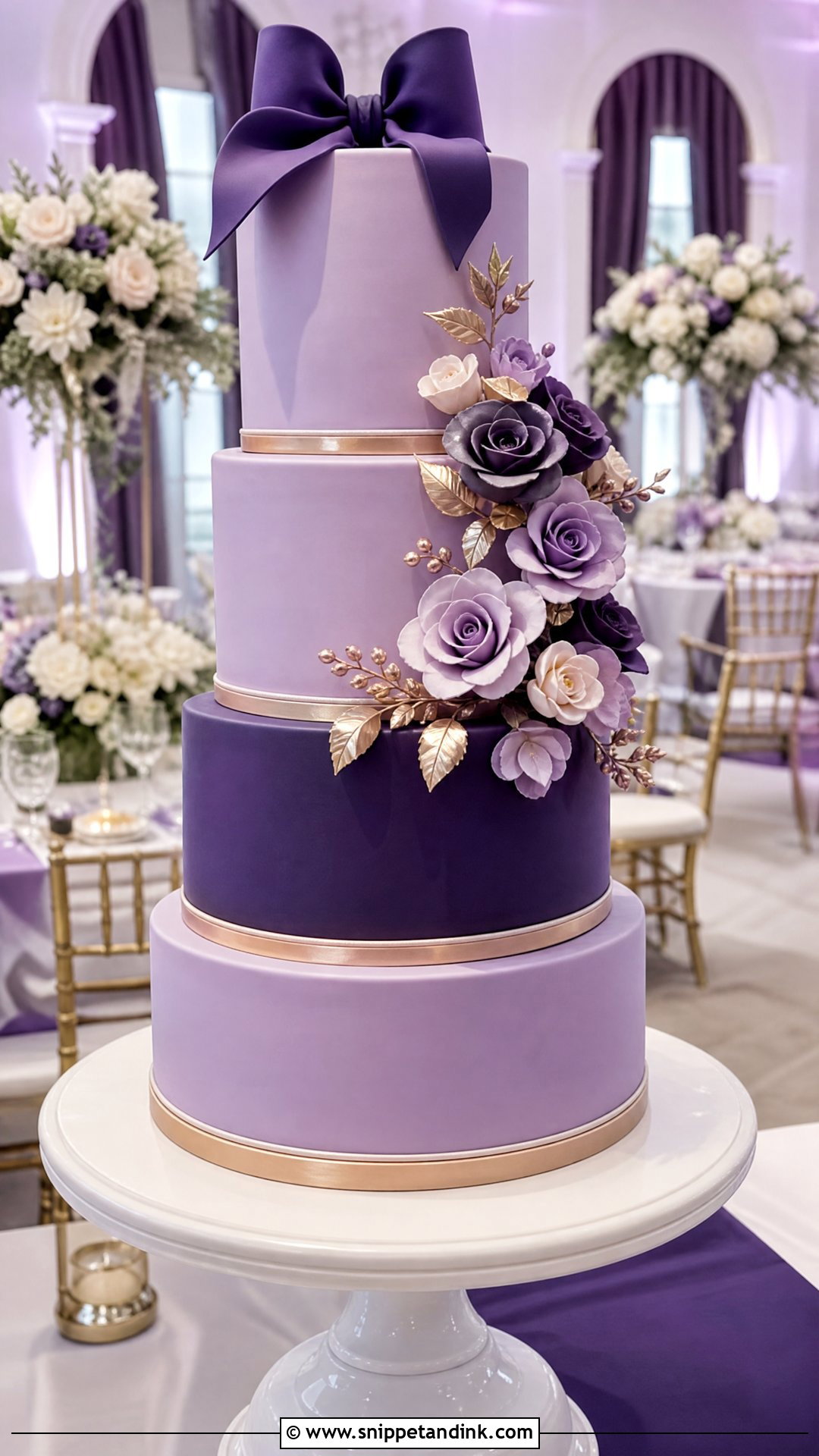 Purple Fondant Wedding Cake - Snippet and Ink - 20 Purple Wedding Cake Ideas