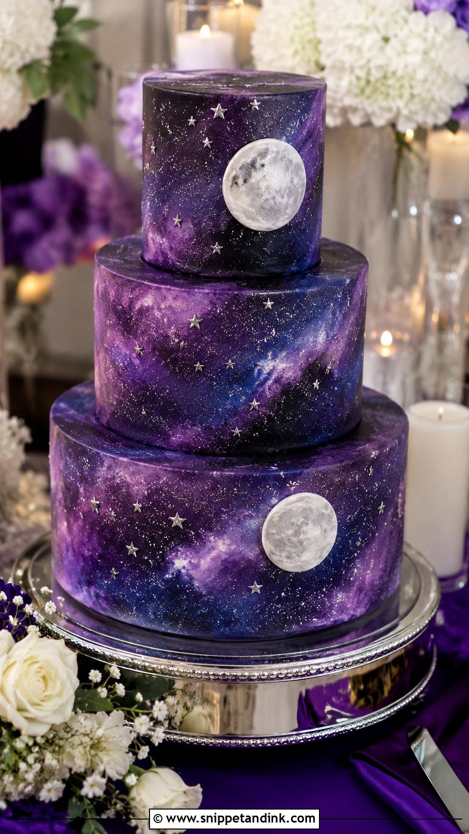 Purple Galaxy Wedding Cake - Snippet and Ink - 20 Starry Night Cake Ideas for Wedding