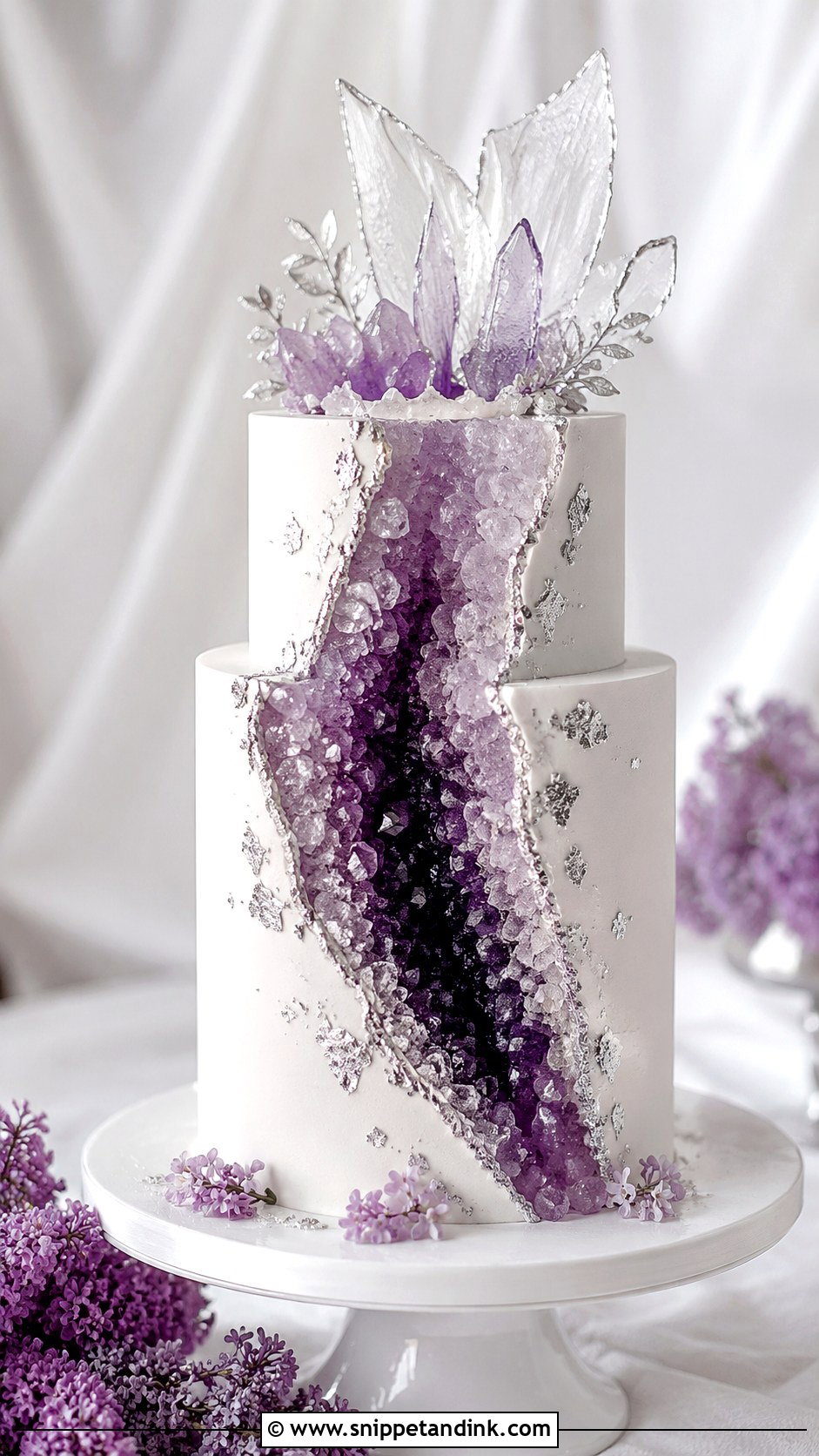 Purple Geode Wedding Cake - Snippet and Ink - 30 Geode Wedding Cakes