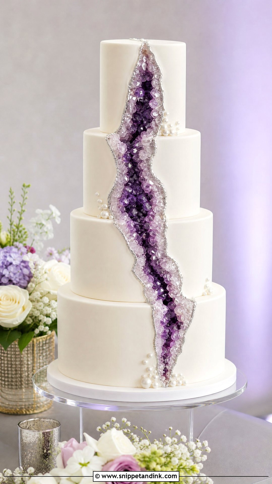 Purple Geode Wedding Cake - Snippet and Ink - 20 Purple Wedding Cake Ideas