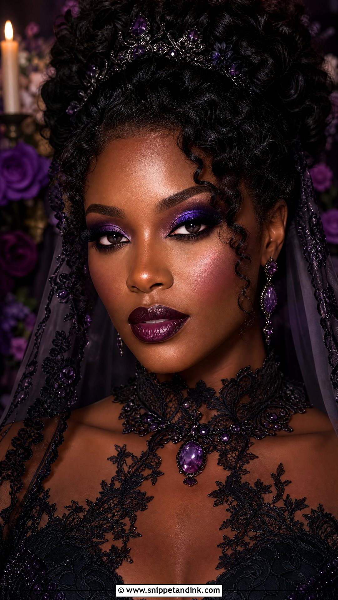 Purple Goth Bridal Makeup - Snippet and Ink - 20 Goth Bridal Makeup Ideas