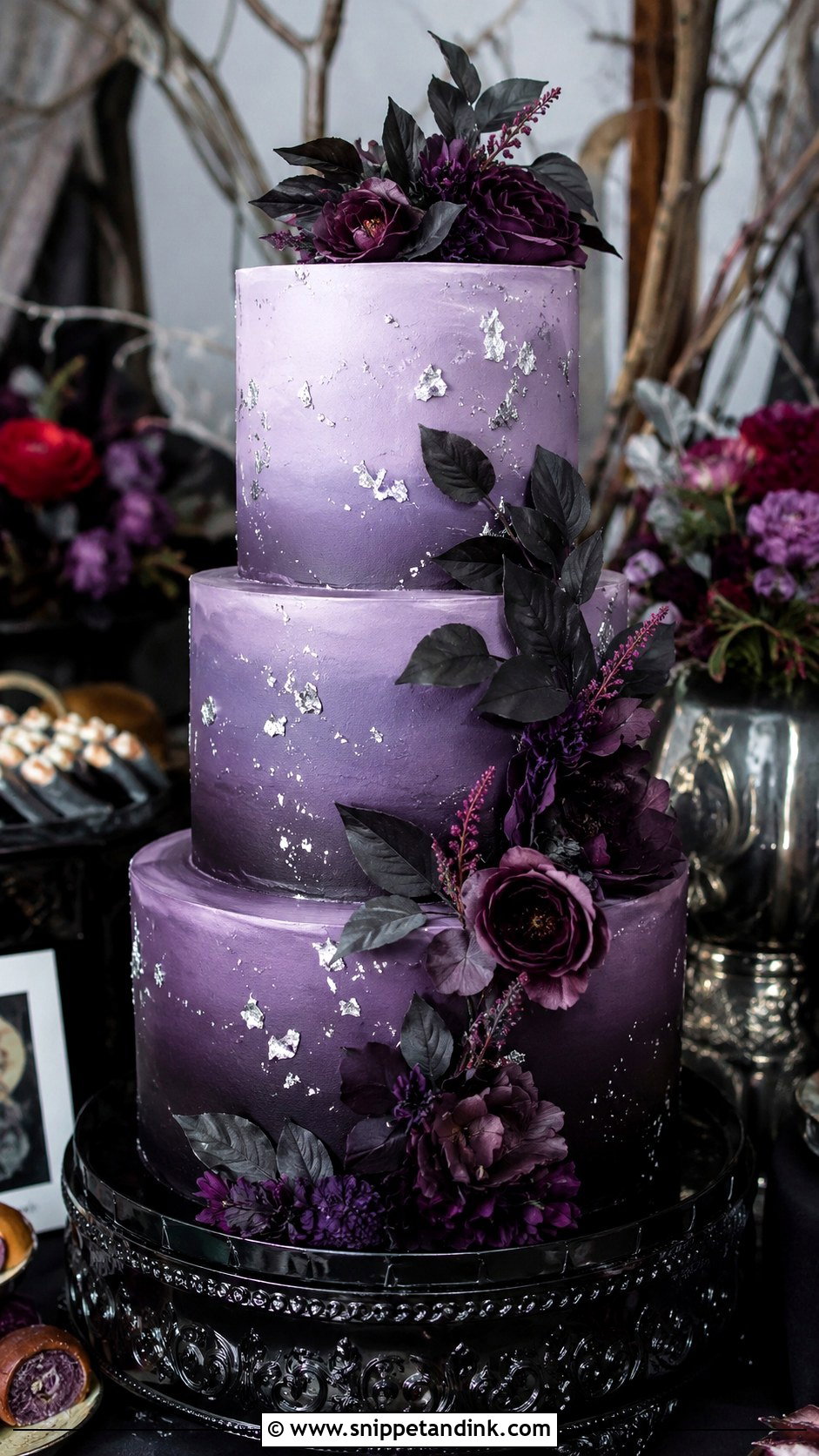 Purple Goth Wedding Cake - Snippet and Ink - 20 Goth Wedding Cake Ideas