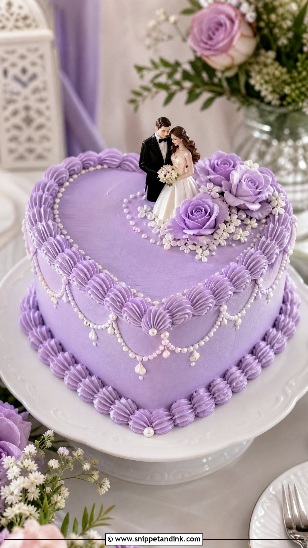 Purple Heart Wedding Cake - Snippet and Ink - 20 Purple Wedding Cake Ideas