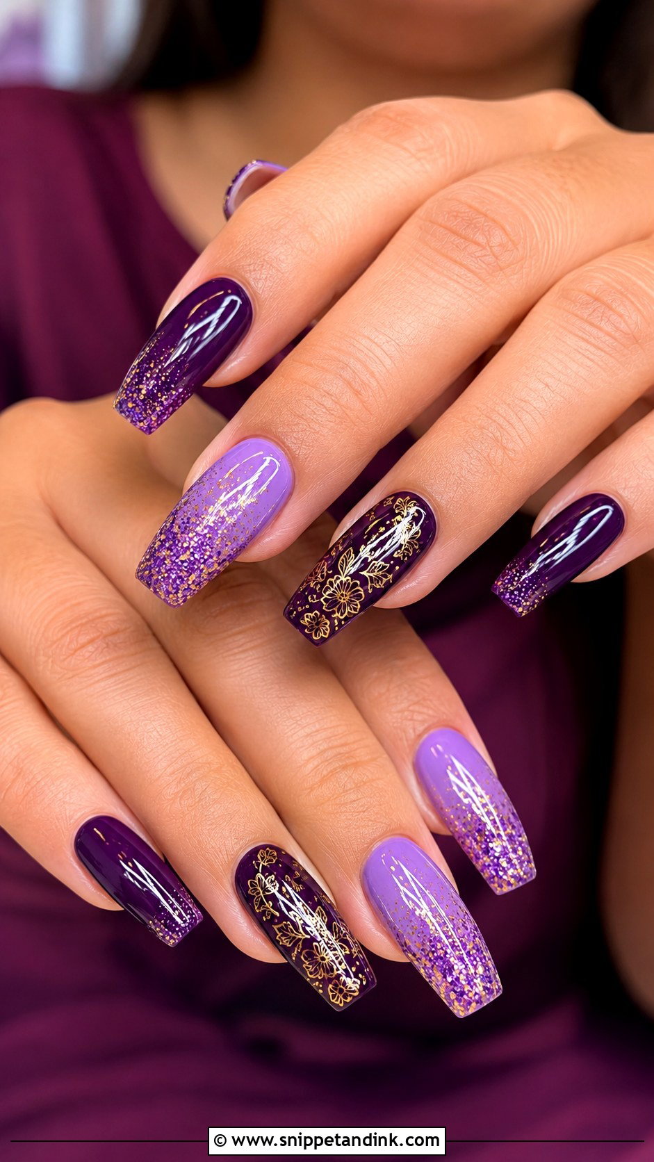 Purple Indian Wedding Nails - Snippet and Ink - 30 Indian Wedding Nails