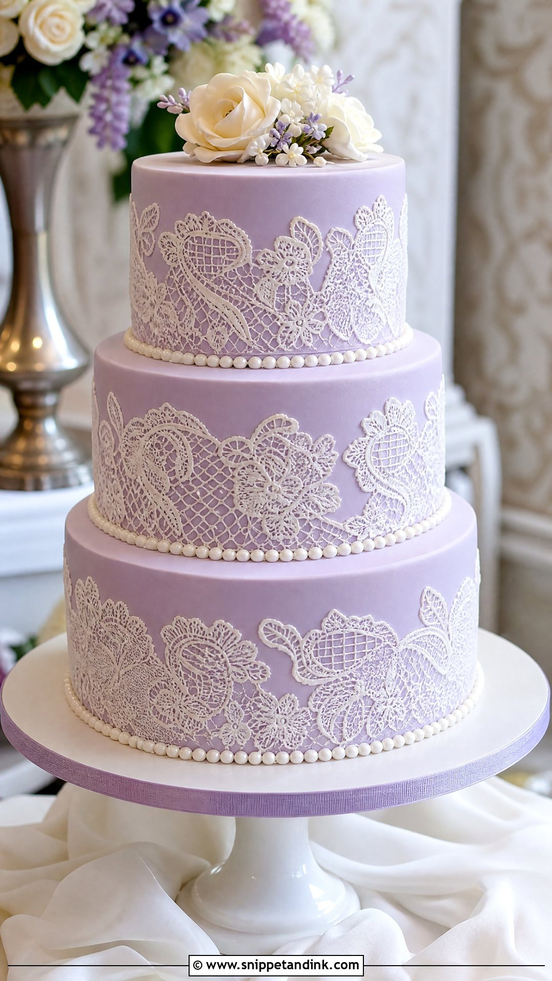Purple Lace Wedding Cake - Snippet and Ink - 20 Purple Wedding Cakes