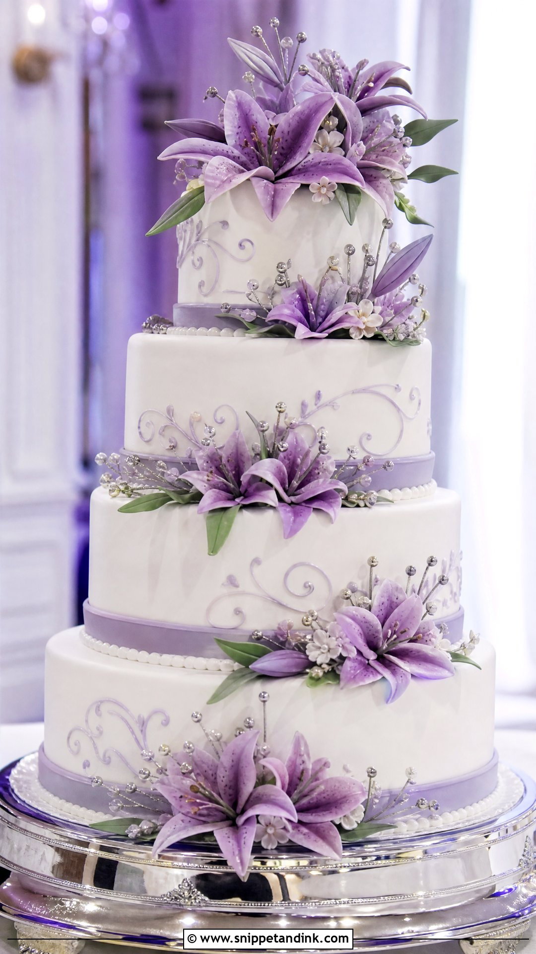 Purple Lily Wedding Cake - Snippet and Ink - 25 Lily Flower Cake Ideas for Wedding